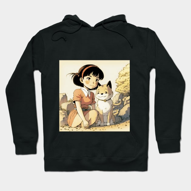 Girl & Shiba Inu's Endearing Bond Hoodie by WabiSabi Wonders